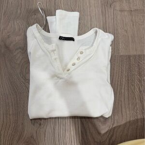 Zara white long sleeve with buttons